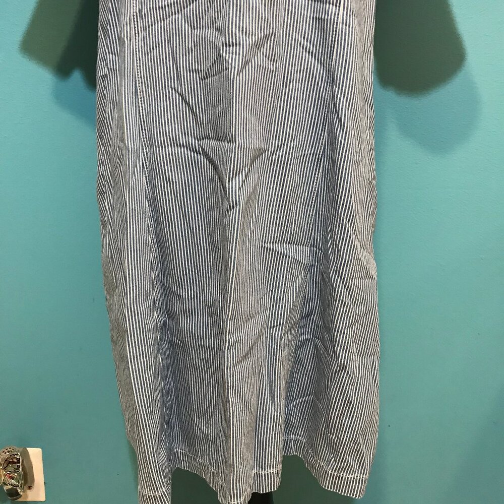 Caslon Woman's Blue & White Striped Denim Frock Dress EUC Large L Casual Career - Picture 8 of 13